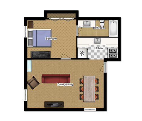 2 Bedroom Townhouse 3D Floorplan