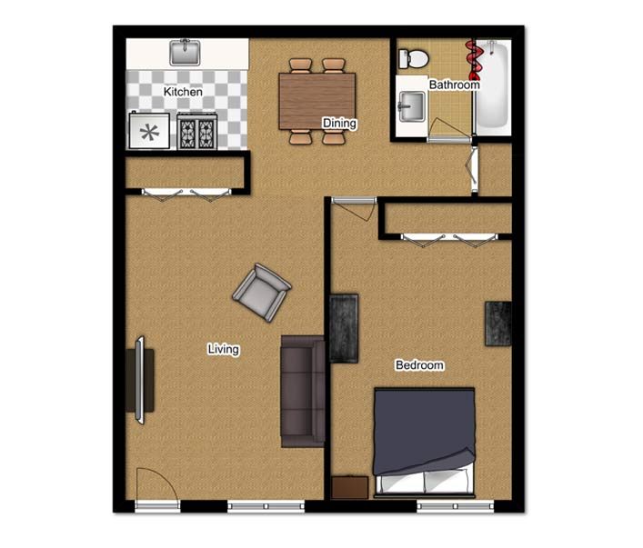 1 Bedroom Floorplan