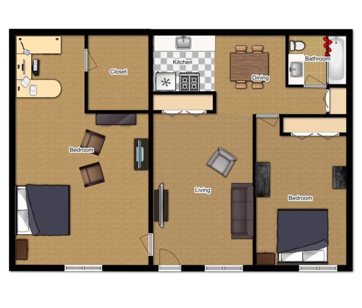 2 Bedroom Floorplan