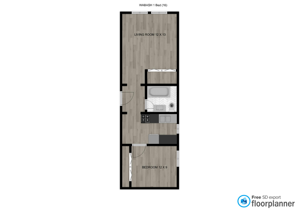 2 Bedroom Townhouse 3D Floorplan